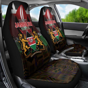 Kenya Jamhuri Day Car Seat Cover Coat Of Arms With Kente Pattern - African Pride
