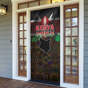 Happy Kenya Independence Day Door Cover Coat Of Arms With Kente Pattern