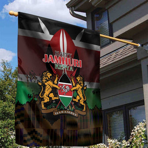 Kenya Jamhuri Day Garden Flag Coat Of Arms With Kente Pattern - African Pride