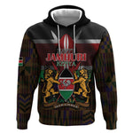 Kenya Jamhuri Day Hoodie Coat Of Arms With Kente Pattern - African Pride