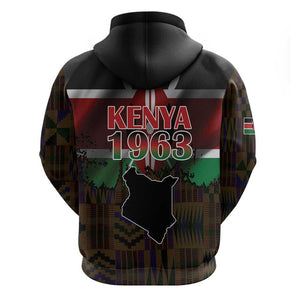 Kenya Jamhuri Day Hoodie Coat Of Arms With Kente Pattern - African Pride