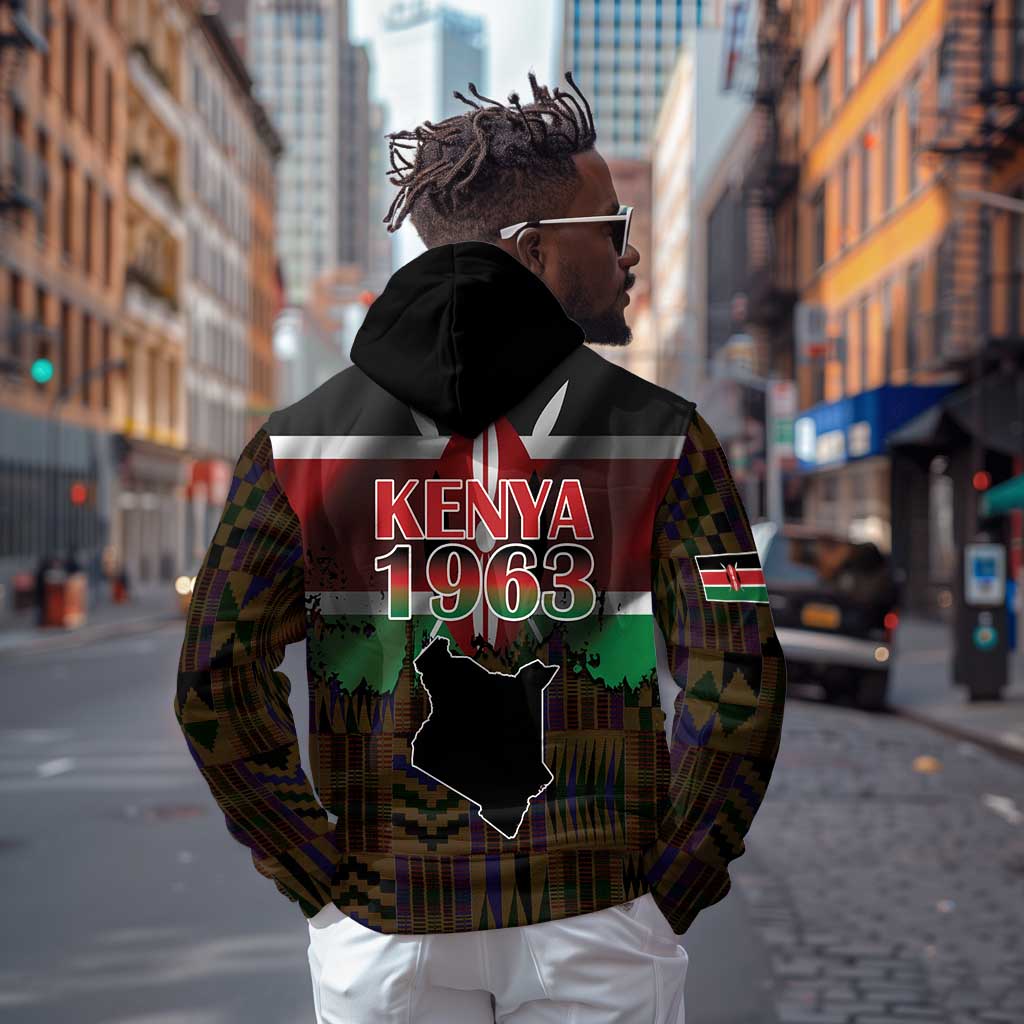Kenya Jamhuri Day Hoodie Coat Of Arms With Kente Pattern - African Pride