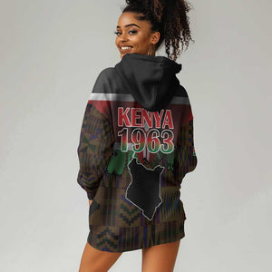 Kenya Jamhuri Day Hoodie Dress Coat Of Arms With Kente Pattern - African Pride