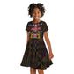 Kenya Jamhuri Day Kid Short Sleeve Dress Coat Of Arms With Kente Pattern - African Pride