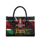 Happy Kenya Independence Day Leather Bag Coat Of Arms With Kente Pattern