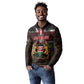 Kenya Jamhuri Day Long Sleeve Polo Shirt Coat Of Arms With Kente Pattern - African Pride
