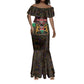 Kenya Jamhuri Day Mermaid Dress Coat Of Arms With Kente Pattern - African Pride