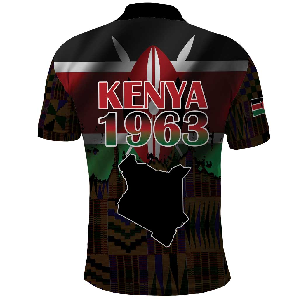 Kenya Jamhuri Day Polo Shirt Coat Of Arms With Kente Pattern - African Pride