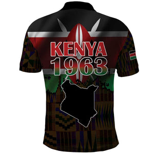 Kenya Jamhuri Day Polo Shirt Coat Of Arms With Kente Pattern - African Pride