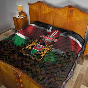 Kenya Jamhuri Day Quilt Coat Of Arms With Kente Pattern - African Pride