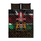 Kenya Jamhuri Day Quilt Bed Set Coat Of Arms With Kente Pattern - African Pride