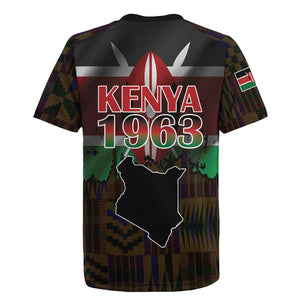 Kenya Jamhuri Day Rugby Jersey Coat Of Arms With Kente Pattern - African Pride