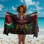 Kenya Jamhuri Day Sarong Coat Of Arms With Kente Pattern - African Pride