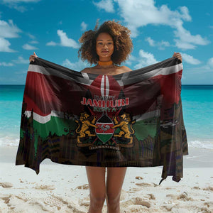 Kenya Jamhuri Day Sarong Coat Of Arms With Kente Pattern - African Pride