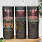 Kenya Jamhuri Day Skinny Tumbler Coat Of Arms With Kente Pattern - African Pride