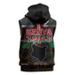 Kenya Jamhuri Day Sleeveless Hoodie Coat Of Arms With Kente Pattern - African Pride