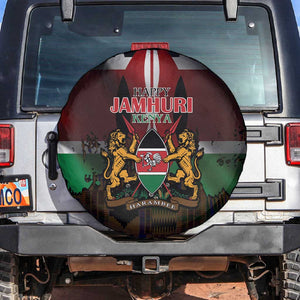 Kenya Jamhuri Day Spare Tire Cover Coat Of Arms With Kente Pattern - African Pride