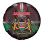 Kenya Jamhuri Day Spare Tire Cover Coat Of Arms With Kente Pattern - African Pride