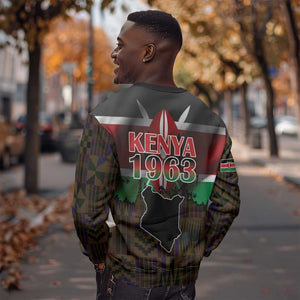 Kenya Jamhuri Day Sweatshirt Coat Of Arms With Kente Pattern - African Pride