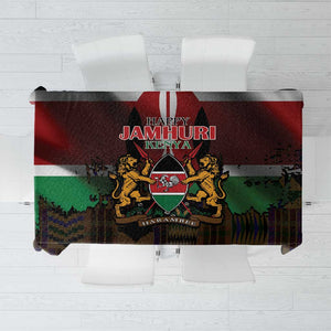 Kenya Jamhuri Day Tablecloth Coat Of Arms With Kente Pattern - African Pride