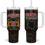 Kenya Jamhuri Day Tumbler With Handle Coat Of Arms With Kente Pattern - African Pride
