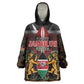 Kenya Jamhuri Day Wearable Blanket Hoodie Coat Of Arms With Kente Pattern - African Pride