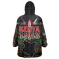 Kenya Jamhuri Day Wearable Blanket Hoodie Coat Of Arms With Kente Pattern - African Pride