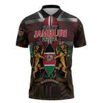 Happy Kenya Independence Day Zipper Polo Shirt Coat Of Arms With Kente Pattern