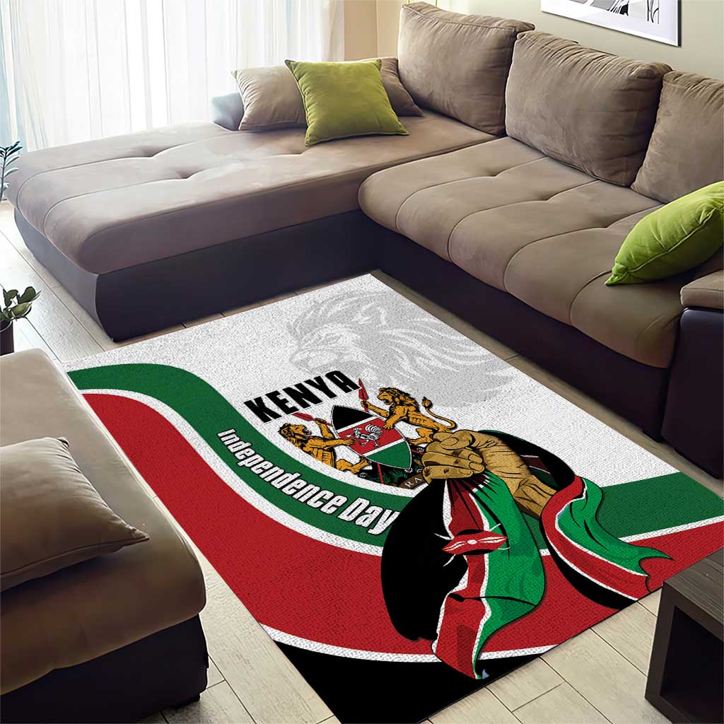Kenya Independence Day Area Rug Lion With Coat Of Arms - African Pride