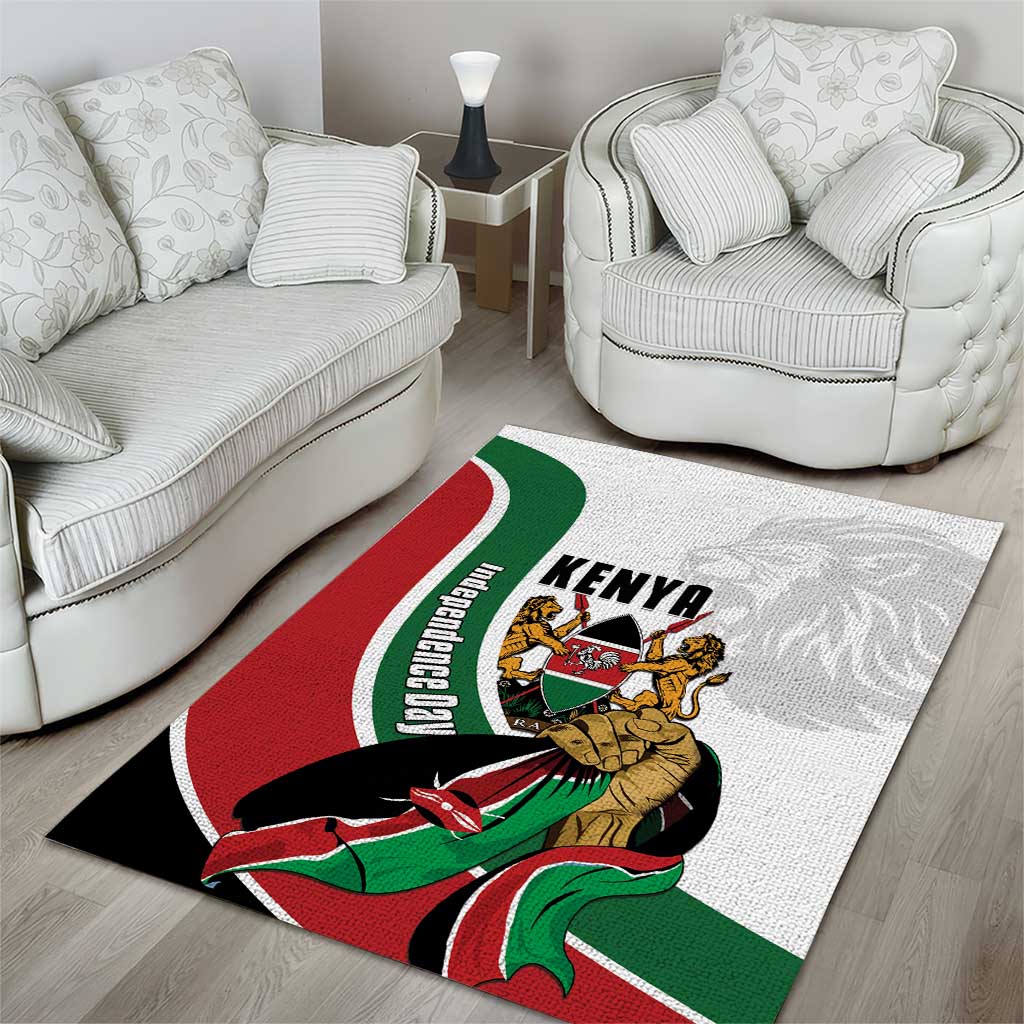 Kenya Independence Day Area Rug Lion With Coat Of Arms - African Pride