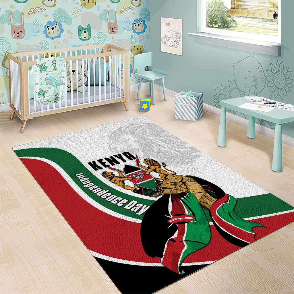 Kenya Independence Day Area Rug Lion With Coat Of Arms - African Pride