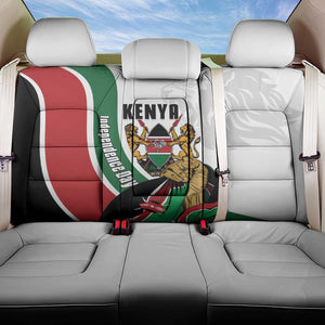 Kenya Independence Day Back Car Seat Cover Lion With Coat Of Arms - African Pride