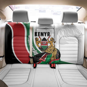 Kenya Independence Day Back Car Seat Cover Lion With Coat Of Arms - African Pride