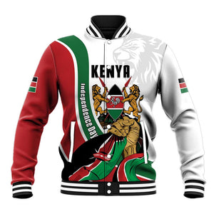 Personalized Kenya Independence Day Baseball Jacket Lion With Coat Of Arms - African Pride