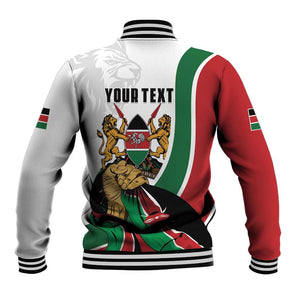 Personalized Kenya Independence Day Baseball Jacket Lion With Coat Of Arms - African Pride