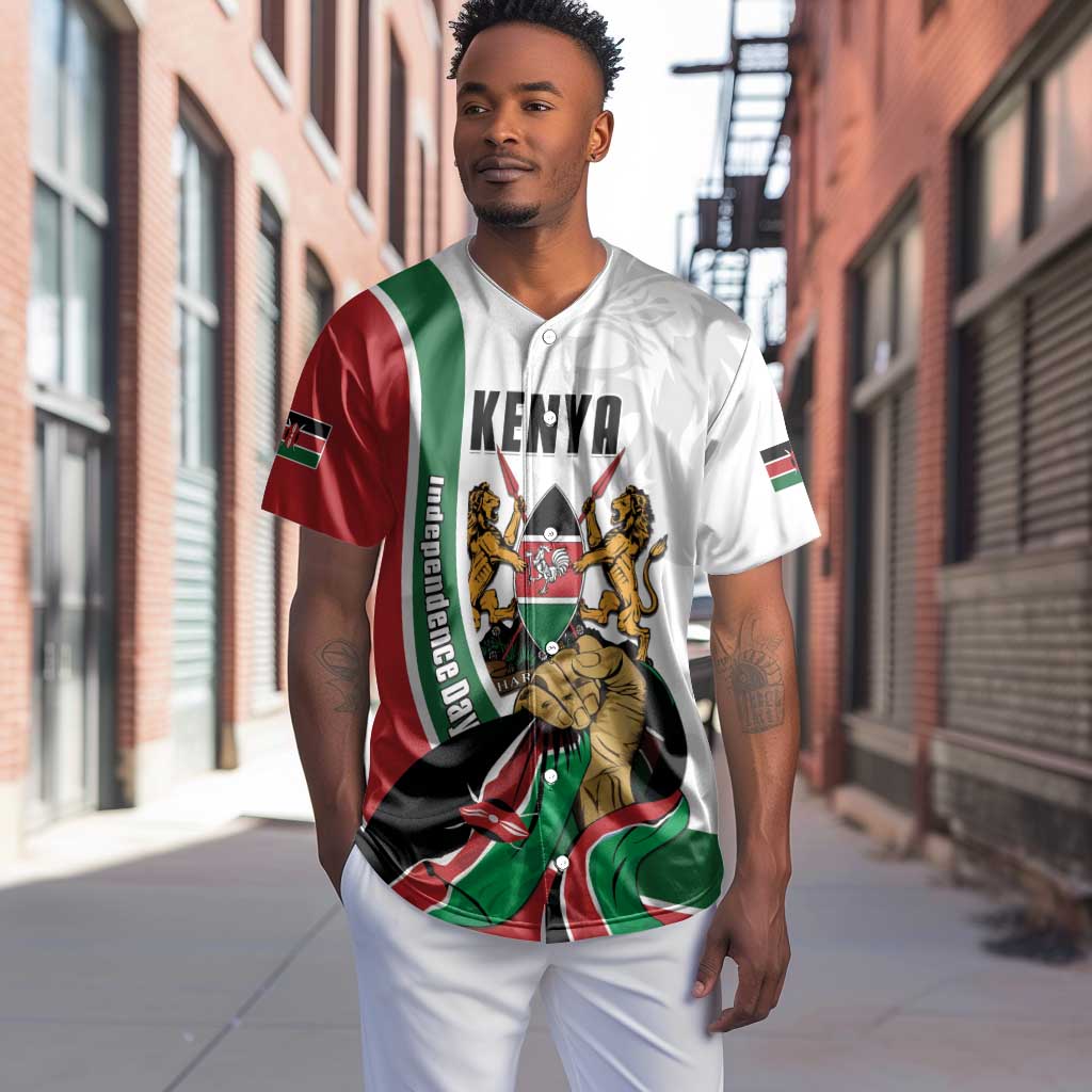 Personalized Kenya Independence Day Baseball Jersey Lion With Coat Of Arms - African Pride