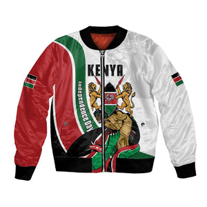 Personalized Kenya Independence Day Bomber Jacket Lion With Coat Of Arms - African Pride