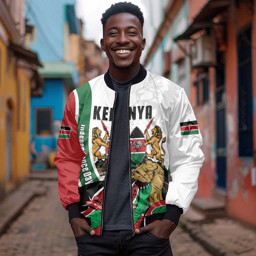 Personalized Kenya Independence Day Bomber Jacket Lion With Coat Of Arms - African Pride