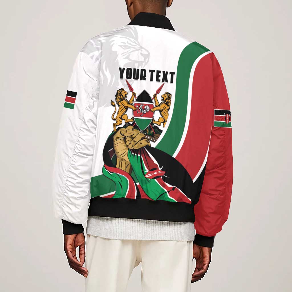 Personalized Kenya Independence Day Bomber Jacket Lion With Coat Of Arms - African Pride