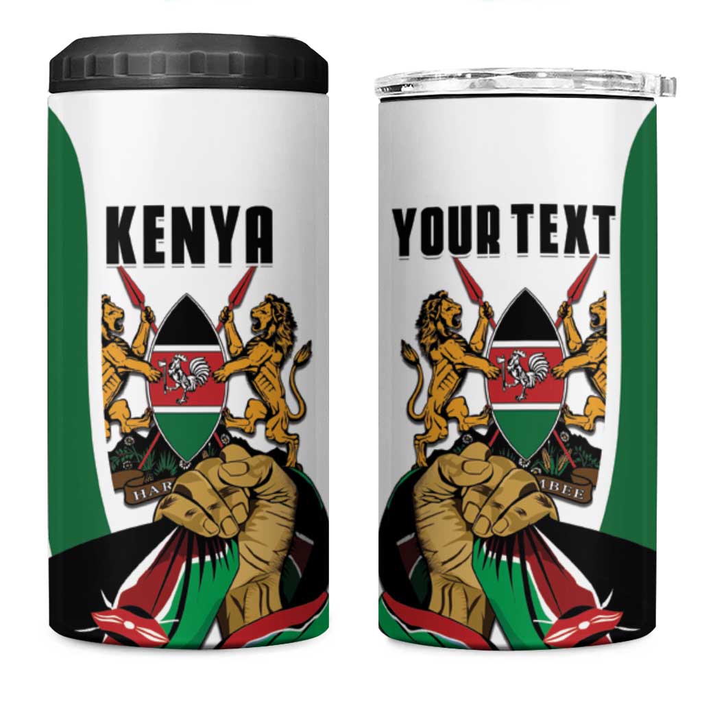Personalized Kenya Independence Day 4 in 1 Can Cooler Tumbler Lion With Coat Of Arms - African Pride