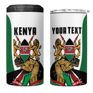Personalized Kenya Independence Day 4 in 1 Can Cooler Tumbler Lion With Coat Of Arms - African Pride