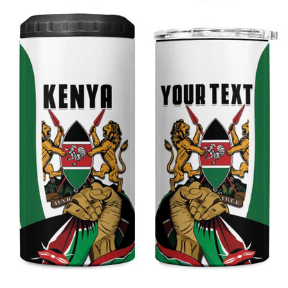 Personalized Kenya Independence Day 4 in 1 Can Cooler Tumbler Lion With Coat Of Arms - African Pride