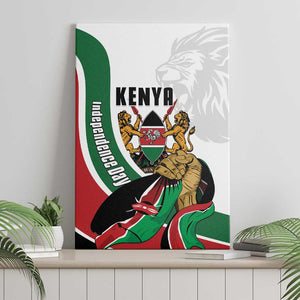 Kenya Independence Day Canvas Wall Art Lion With Coat Of Arms - African Pride