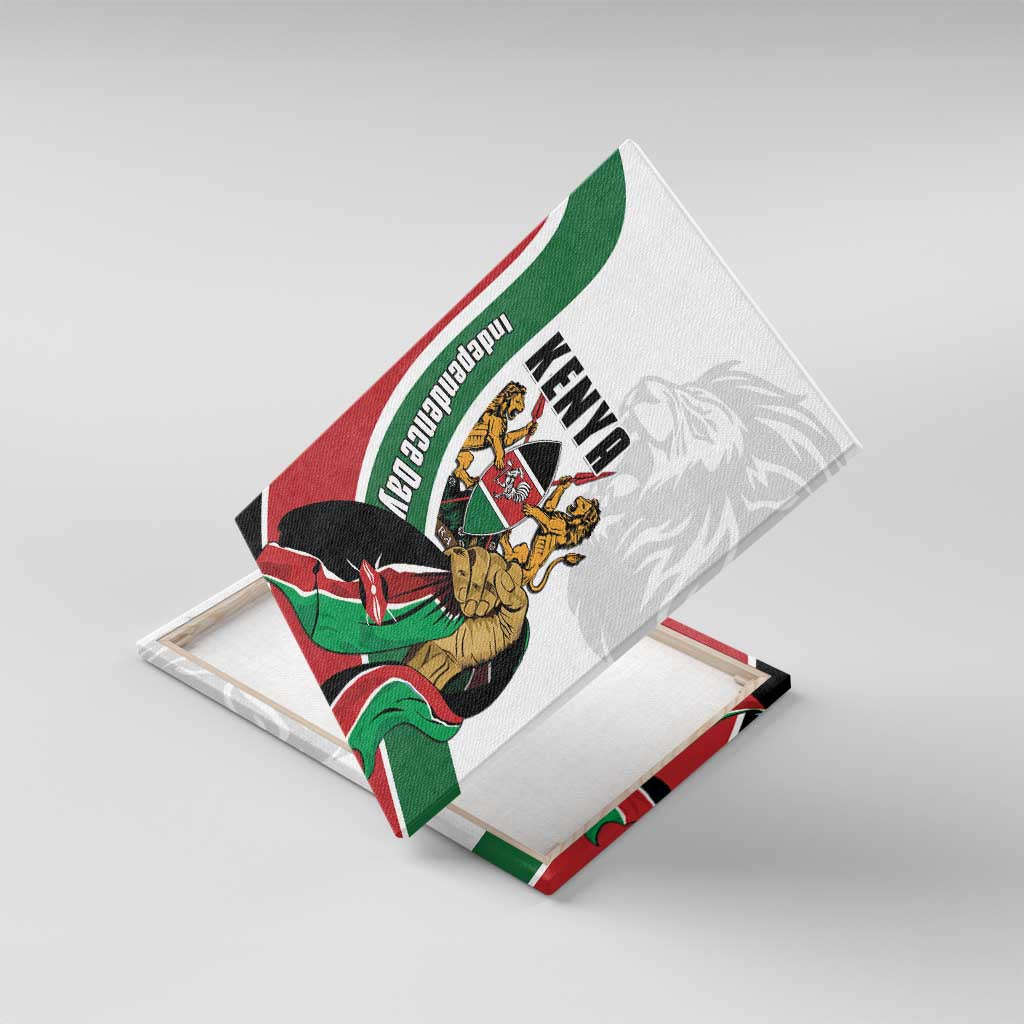 Kenya Independence Day Canvas Wall Art Lion With Coat Of Arms - African Pride