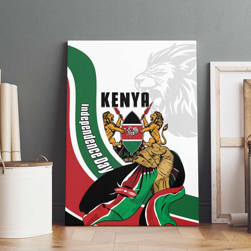 Kenya Independence Day Canvas Wall Art Lion With Coat Of Arms - African Pride