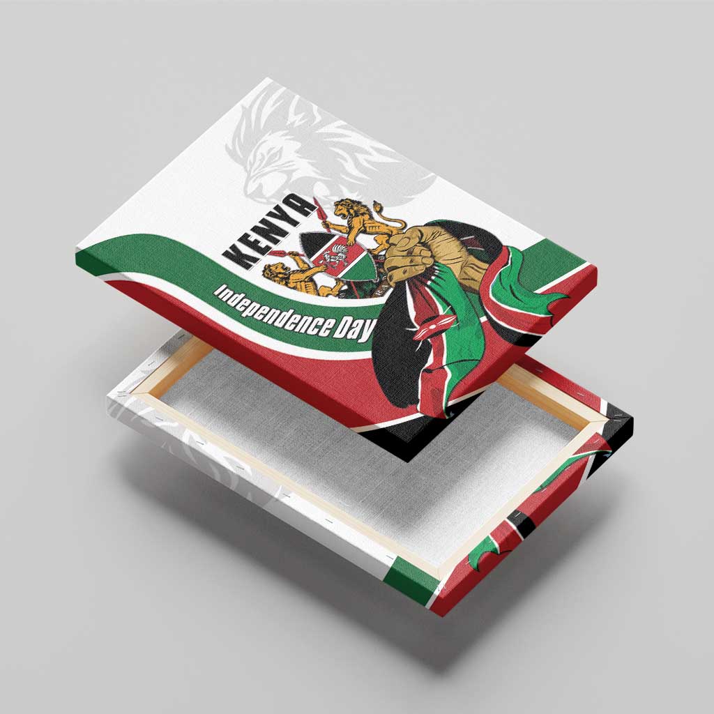 Kenya Independence Day Canvas Wall Art Lion With Coat Of Arms - African Pride