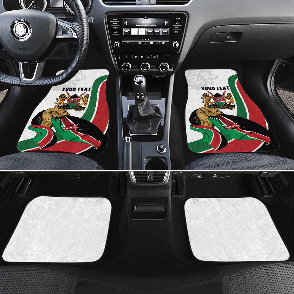 Personalized Kenya Independence Day Car Mats Lion With Coat Of Arms - African Pride