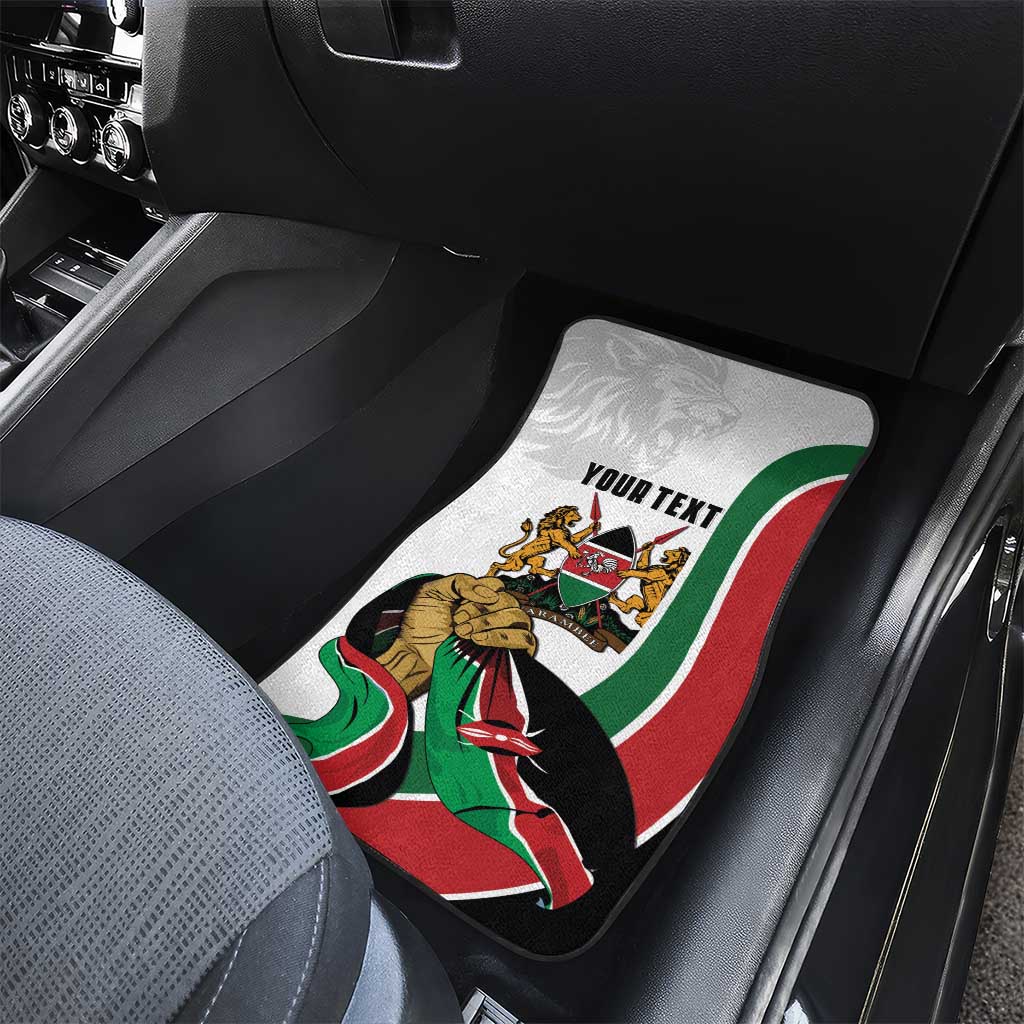 Personalized Kenya Independence Day Car Mats Lion With Coat Of Arms - African Pride