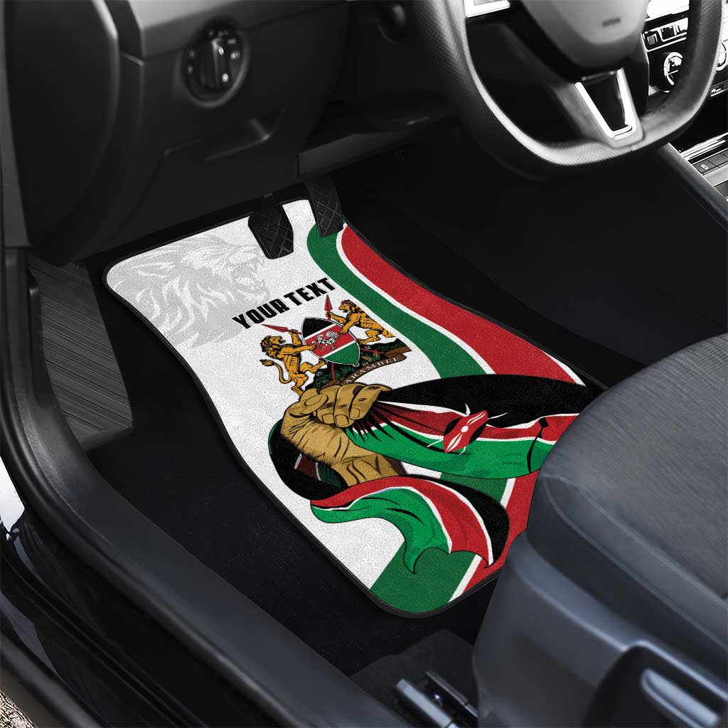 Personalized Kenya Independence Day Car Mats Lion With Coat Of Arms - African Pride