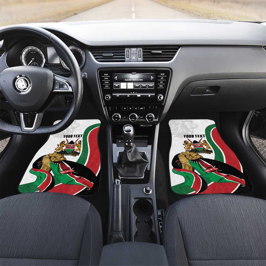Personalized Kenya Independence Day Car Mats Lion With Coat Of Arms - African Pride